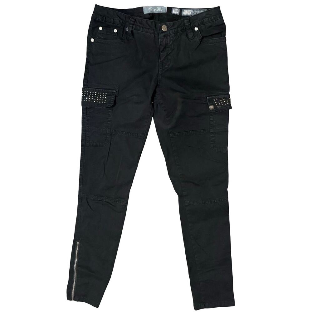 Miss Me Black Rhinestone Low Rise Skinny Cargo CP12468 Pants Jeans size 30